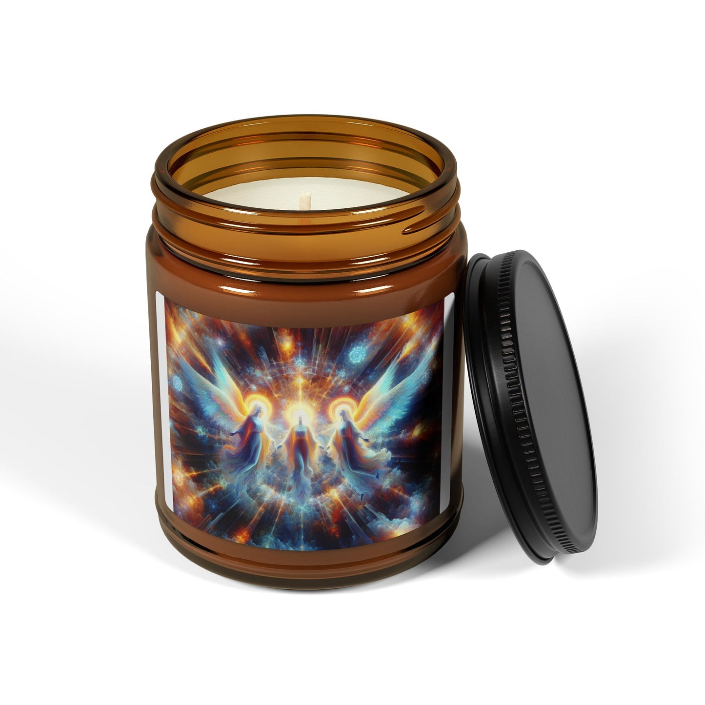 Angel Wings Scented Soy Candle - Multi-Size Amber Jar for Relaxation and Spiritual Serenity
