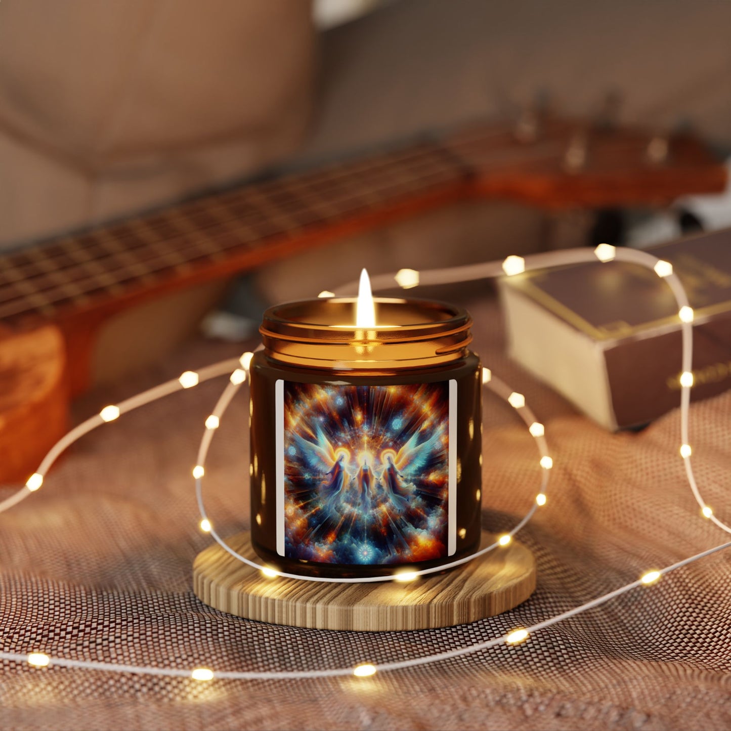 Angel Wings Scented Soy Candle - Multi-Size Amber Jar for Relaxation and Spiritual Serenity