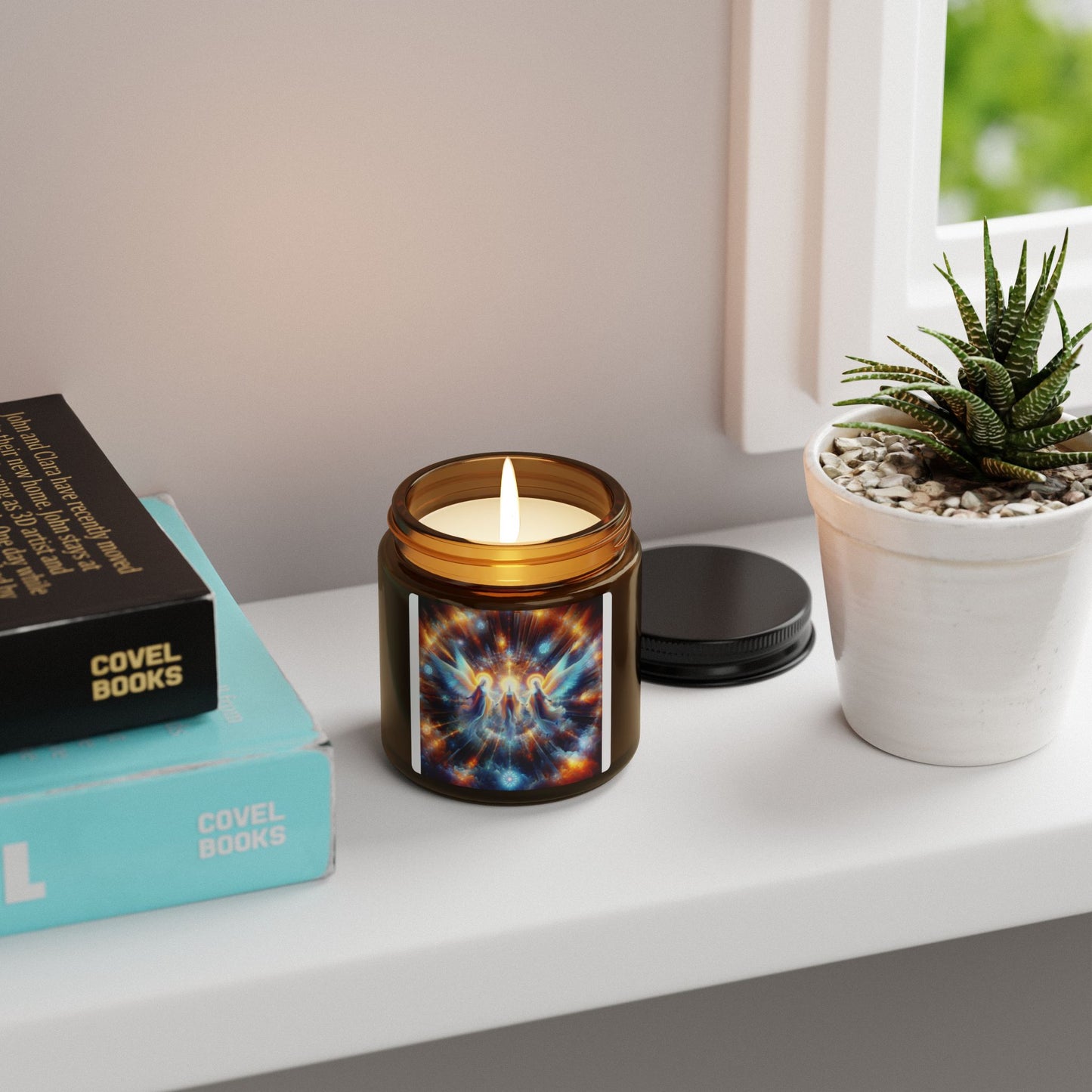 Angel Wings Scented Soy Candle - Multi-Size Amber Jar for Relaxation and Spiritual Serenity