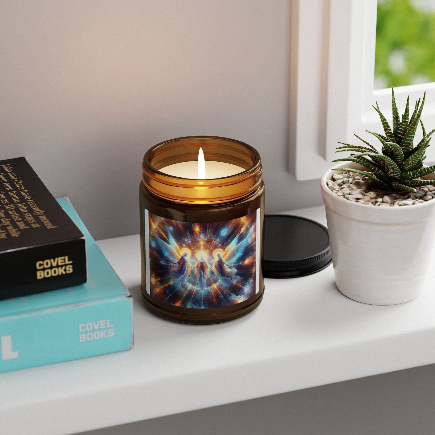 Angel Wings Scented Soy Candle - Multi-Size Amber Jar for Relaxation and Spiritual Serenity