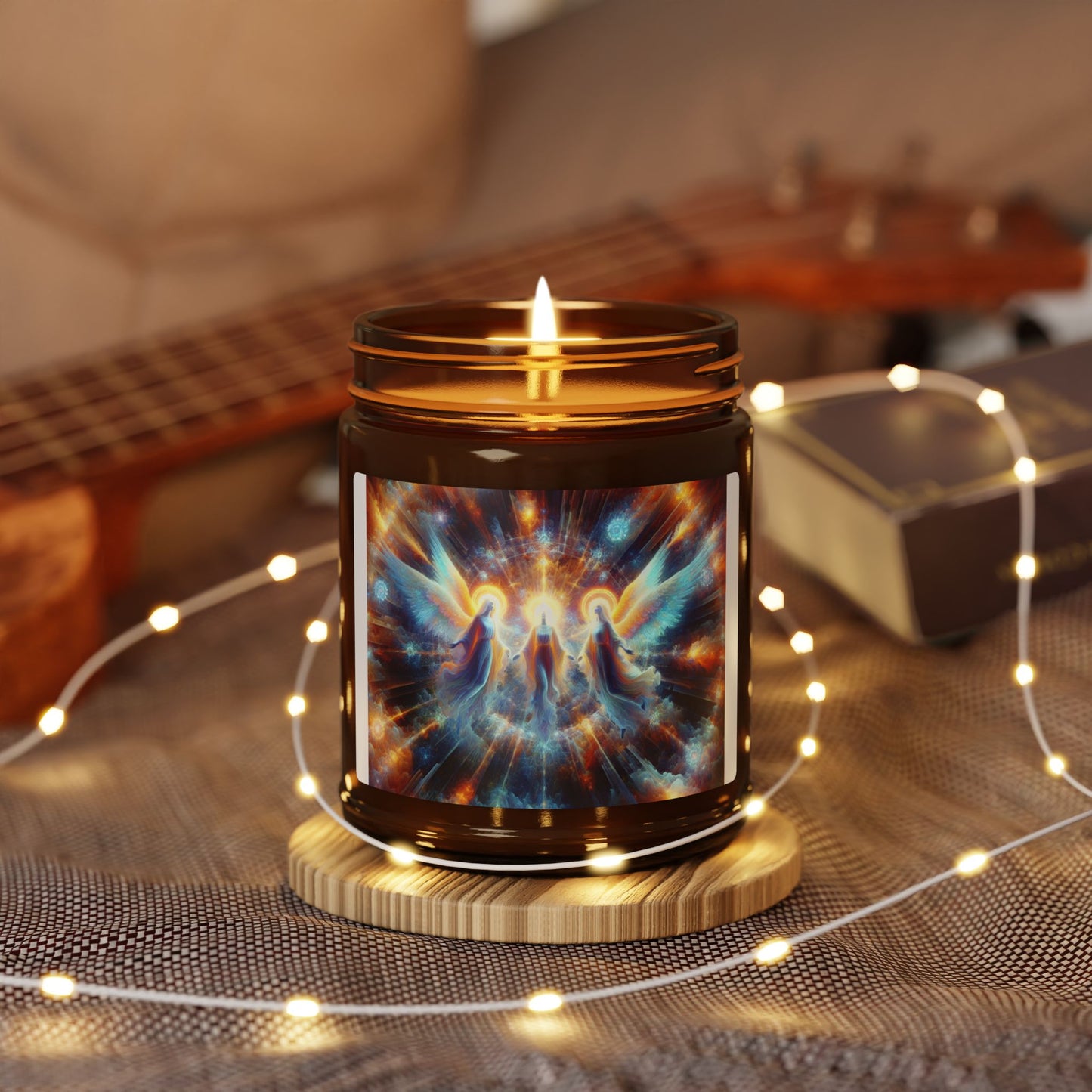 Angel Wings Scented Soy Candle - Multi-Size Amber Jar for Relaxation and Spiritual Serenity